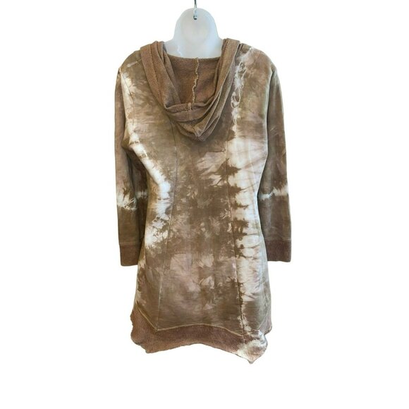 New Steel Pony Tie Dye Zip-Up Hoodie Cardigan / Dress With Pockets & Frayed Hem - Picture 3 of 9